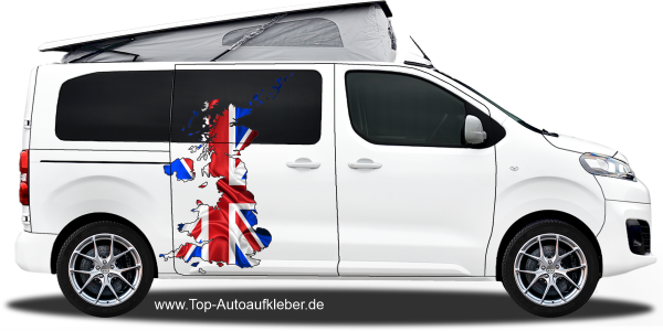 Preview: Autodekor Flagge Karte von Großbritannien | Set für beide Fahrzeugseiten