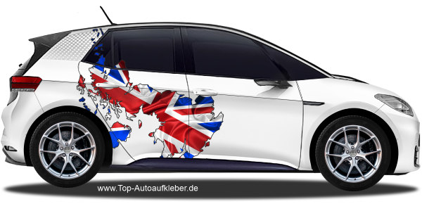 Preview: Autodekor Flagge Karte von Großbritannien auf Fahrzeugseite von PKW
