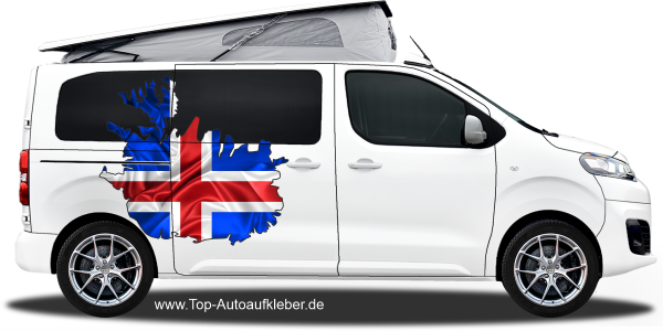 Preview: Autodekor Flagge Karte von Island | Set für beide Fahrzeugseiten Preview: Autodekor Flagge Karte von Island | Set für beide Fahrzeugseiten