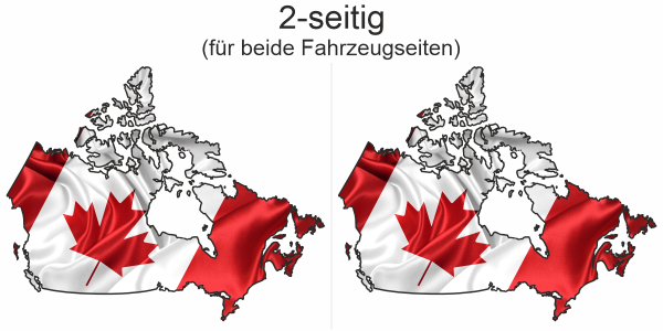 Preview: Autodekor Flagge Karte von Kanada - Ansicht zweiseitig für beide Fahrzeugseiten