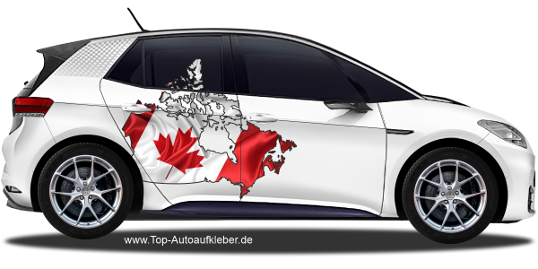 Preview: Autodekor Flagge Karte von Kanada auf Fahrzeugseite von PKW