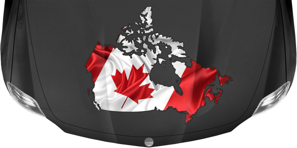 Preview: Autodekor Flagge Karte von Kanada auf Motorhaube von dunklem PKW