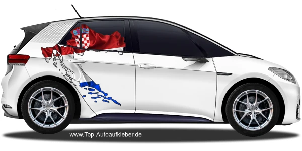 Autodekor Flagge Karte von Kroatien auf Fahrzeugseite von PKW