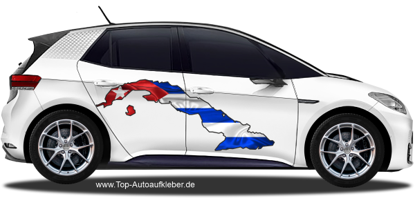 Preview: Autodekor Flagge Karte von Kuba auf Fahrzeugseite von PKW