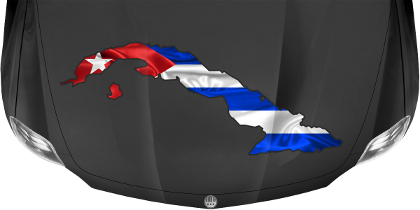 Preview: Autodekor Flagge Karte von Kuba auf Motorhaube von dunklem PKW