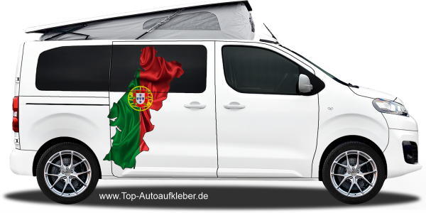 Preview: Autodekor Flagge Karte von Portugal | Set für beide Fahrzeugseiten