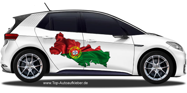 Preview: Autodekor Flagge Karte von Portugal auf Fahrzeugseite von PKW