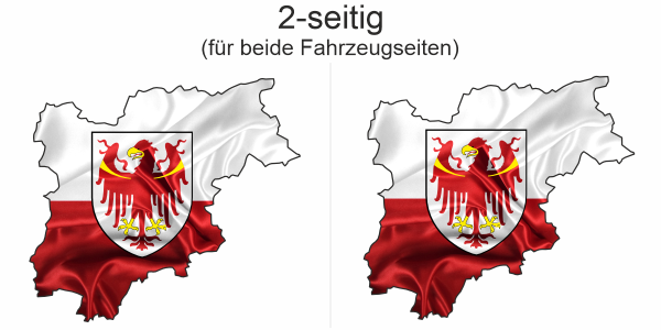 Preview: Autodekor Flagge Karte von Südtirol | Set für beide Fahrzeugseiten Preview: Autodekor Flagge Karte von Südtirol | Set für beide Fahrzeugseiten
