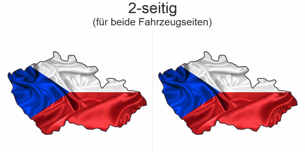 Preview: Autodekor Flagge Karte von Tschechien - Ansicht zweiseitig für beide Fahrzeugseiten
