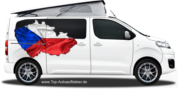 Preview: Autodekor Flagge Karte von Tschechien | Set für beide Fahrzeugseiten