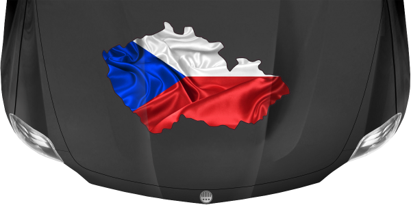 Preview: Autodekor Flagge Karte von Tschechien auf Motorhaube von dunklem PKW