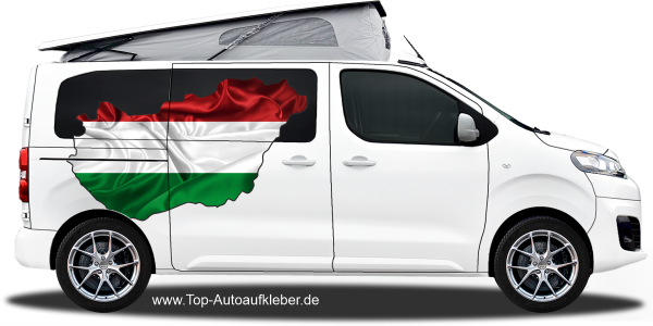 Preview: Autodekor Flagge Karte von Ungarn | Set für beide Fahrzeugseiten