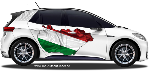 Preview: Autodekor Flagge Karte von Ungarn auf Fahrzeugseite von PKW