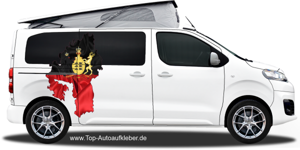 Autodekor Flagge Karte von Württemberg auf Fahrzeugseite von Campervan