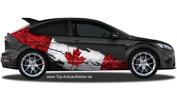 Autodekor Kanadische Flagge auf Fahrzeugseite von dunklem PKW