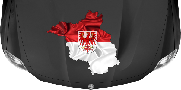 Preview: Autodekor Silhouette von Brandenburg Preview: Autodekor Silhouette von Brandenburg auf dunkler Motorhaube