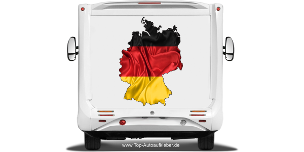Autodekor Silhouette von Deutschland auf Heck von Reisemobil