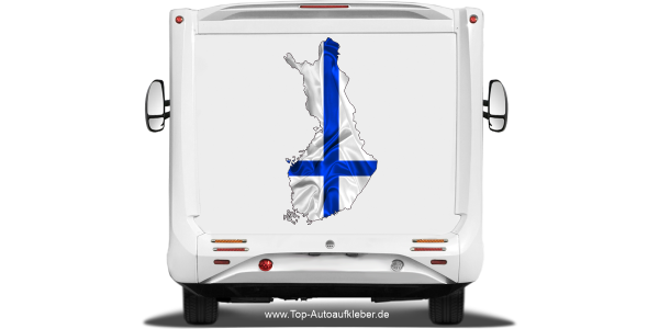Autodekor Silhouette von Finnland auf Heck von Reisemobil