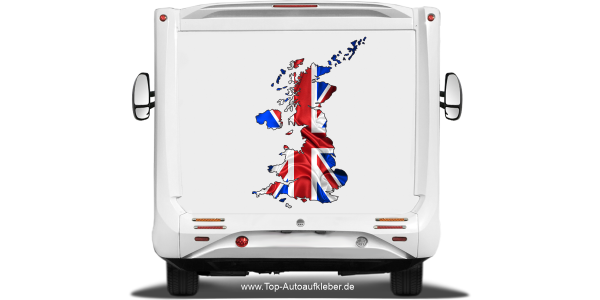 Autodekor Silhouette von Großbritannien auf Heck von Reisemobil