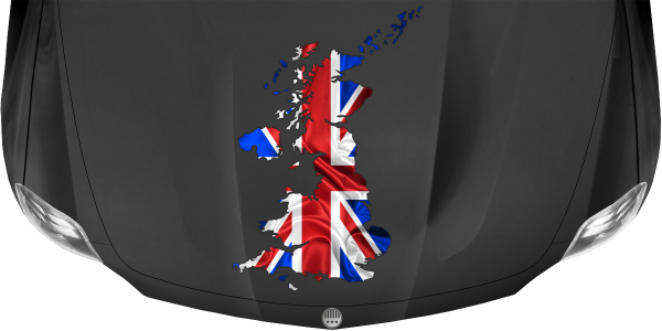 Preview: Autodekor Silhouette von Großbritannien auf dunkler Motorhaube