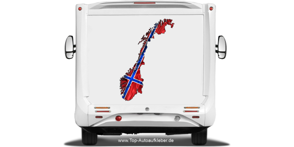 Autodekor Silhouette von Norwegen auf Heck von Reisemobil