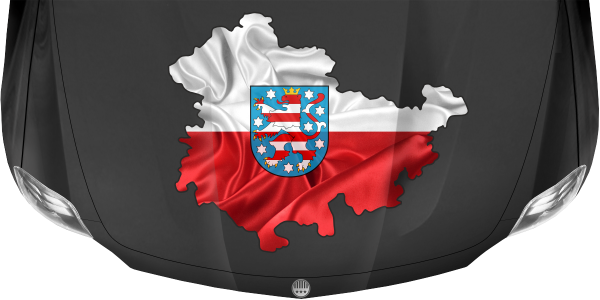 Preview: Autodekor Silhouette von Thüringen Preview: Autodekor Silhouette von Thüringen auf dunkler Motorhaube