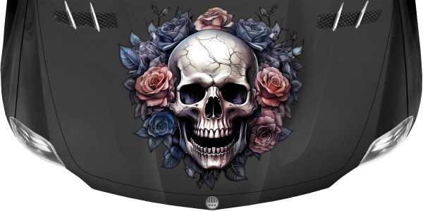 Preview: Autodekor Totenschädel mit Rosen Preview: Autodekor Totenschädel mit Rosen