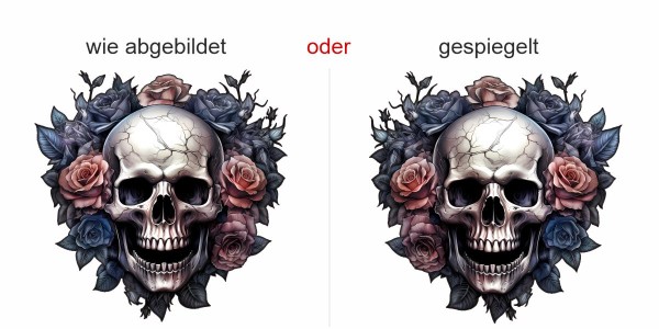 Preview: Autodekor Totenschädel mit Rosen Preview: Autodekor Totenschädel mit Rosen