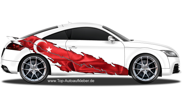 Preview: Autodekor Türkische Fahne | Aufkleber Set für beide Fahrzeugseiten