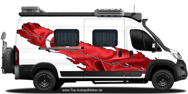 Preview: Autodekor Türkische Fahne auf Fahrzeugseite von Camper