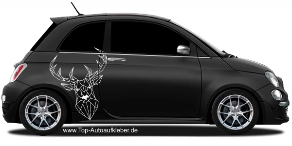 Autofolie Hirschkopf in Polygon Optik auf dunklem Auto