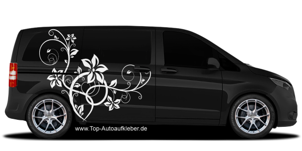 Preview: Autoaufkleber Stilvolles Ornament auf dunklem Camper - Ansicht Farbauswahl