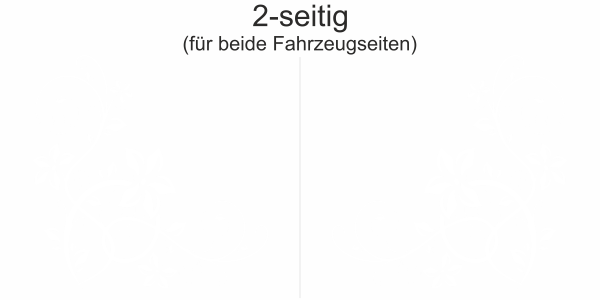 Preview: Autoaufkleber Stilvolles Ornament - Ansicht zweiseitig für beide Fahrzeugseiten und Farbauswahl