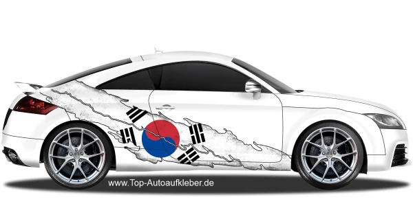 Autosticker Flagge von Südkorea auf Fahrzeugseite von PKW