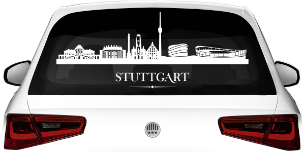 Preview: Stuttgarter Skyline als Aufkleber für die Heckscheibe - Ansicht Farbauswahl