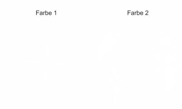Buntes Heckscheibendekor mit Weltkarte und Kompass