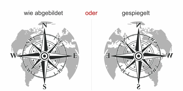 Buntes Heckscheibendekor mit Weltkarte und Kompass