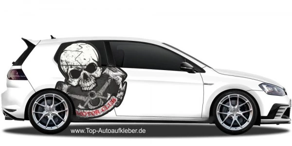 Autosticker Logo Motor Club mit Totenkopf | Set für beide Fahrzeugseiten