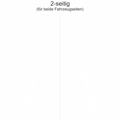 Autoaufkleber mit Palmwedel - Ansicht zweiseitig für beide Fahrzeugseiten und Farbauswahl