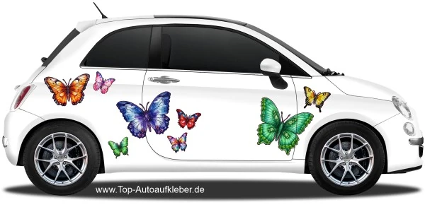 Autosticker Schmetterling Set im Digitaldruck auf hellem PKW
