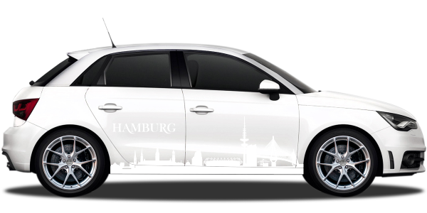Preview: Autoaufkleber Skyline Hamburg | Set für beide Fahrzeugseiten Preview: Autoaufkleber Skyline Hamburg | Set für beide Fahrzeugseiten
