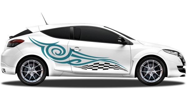 Preview: Autosticker Tribal Racingflag | Set für beide Fahrzeugseiten