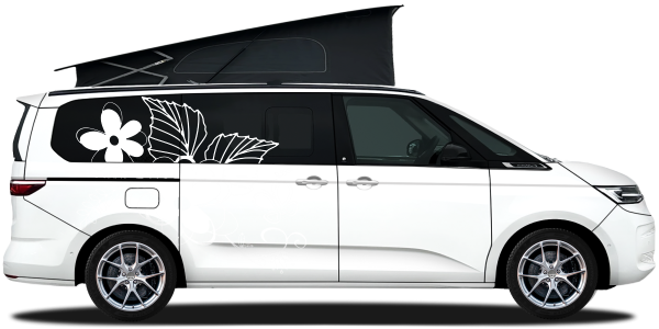Autotattoo Blumenornament mit Schmetterling  auf hellem Camper - Ansicht Farbauswahl