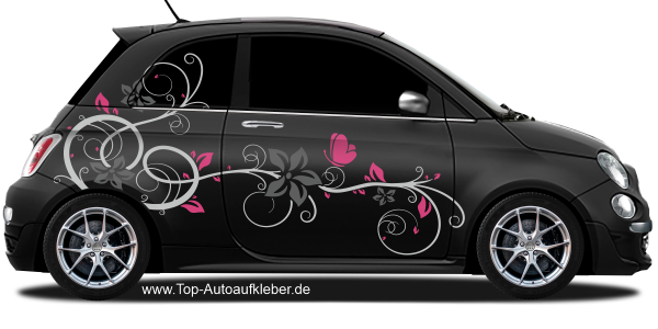 Preview: Autoaufkleber Buntes Rankenornament auf dunklem PKW