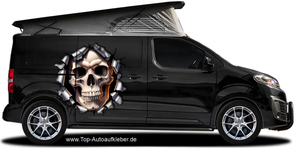 Preview: Autotattoo Riss im Blech mit Schädel | Set für beide Fahrzeugseiten Preview: Autotattoo Riss im Blech mit Schädel | Set für beide Fahrzeugseiten