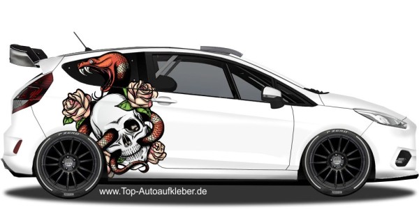 Preview: Autotattoo Schlange und Totenkopf | Set für beide Fahrzeugseiten Preview: Autotattoo Schlange und Totenkopf | Set für beide Fahrzeugseiten