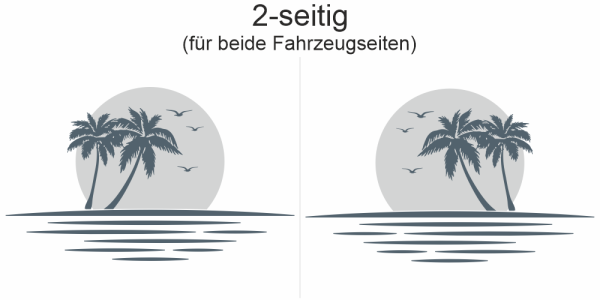 Preview: Autoaufkleber Sonnenuntergang mit Palmen | Set für beide Fahrzeugseiten