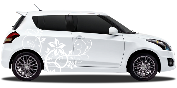 Preview: Autoaufkleber Stilvolles Ornament auf hellem PKW - Ansicht Farbauswahl