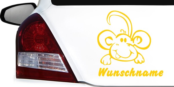 Babynamenaufkleber mit Äffchen