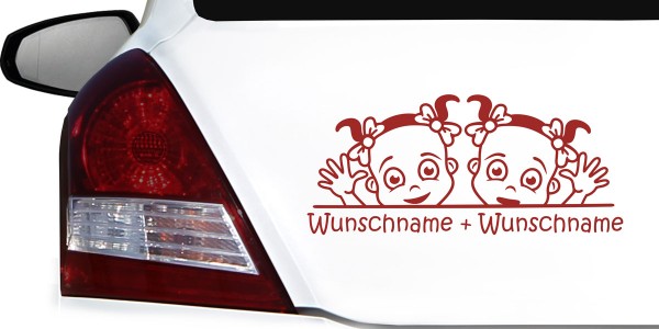 Autoaufkleber mit Wunschnamen für Geschwisterpärchen